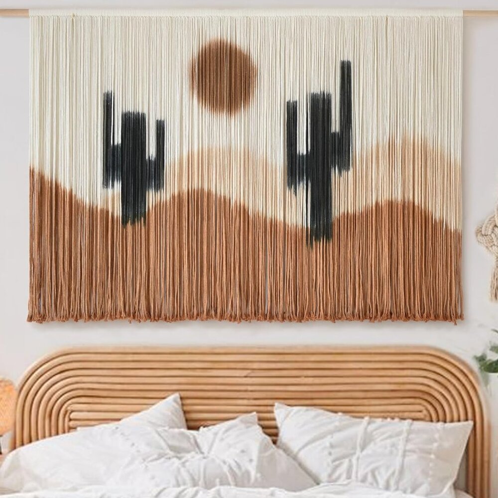 Flber Large Macrame Wall Hanging - Desert Cactus Tie-Dye, 59" W x 35" L